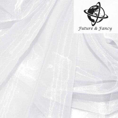 10 Meter Pure White Shiny Crystal Organza Sheer Bridal Dress Decorative Material, Wedding Decoration