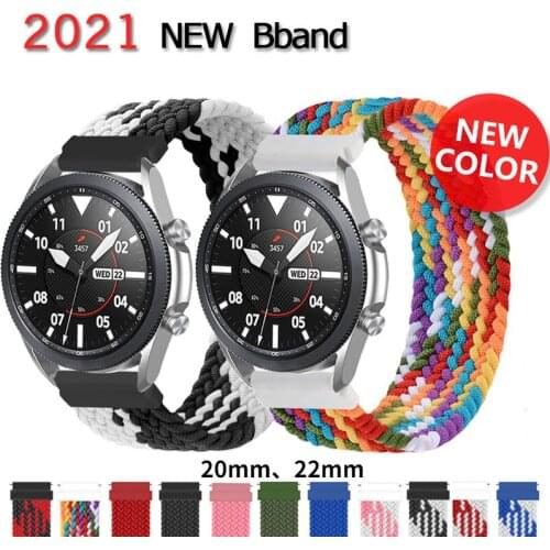 22mm 20mm Braided Solo Loop Band 46mm 42mm Active 2 DE S3 Nylon Bracelet Watch for Samsung Galaxy Watch 3 Huawei GT/2/2e/Pro