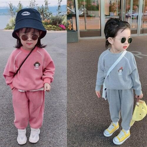 Kids Clothes Girls Pant Sets 2021 Autumn Winter 2pcs Sport Tracksuit Baby Childrens Casual Pullover Outfits for 1-8T Toddler