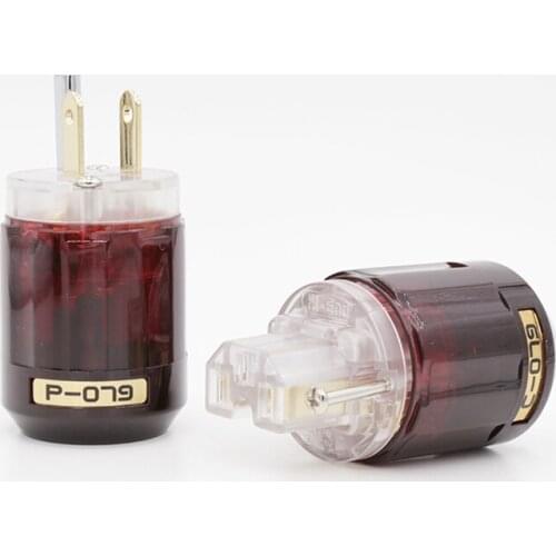 Pair Pure Copper P-079 24k Gold Plated US Power Plug C-079 IEC Connector For Audio Power Cable