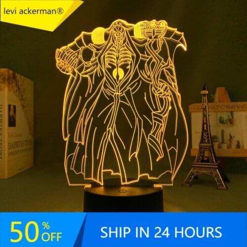 Anime Overlord Ainz Ooal Gown Led Night Light for Kids Bedroom Decor Nightlight Birthday Gift Manga Overlord Led Lamp Bedside