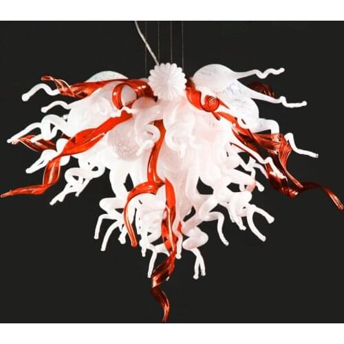 LED Light Fixture Home Hotel Light Elegant White Color Hand Blown Murano Glass Chandelier