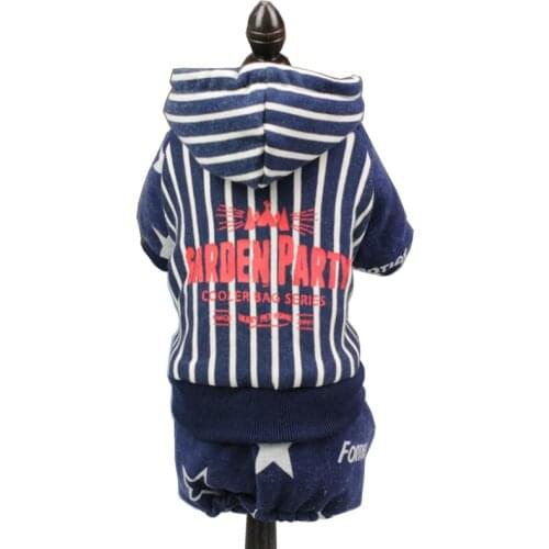 Dog Warm Hoodies Stripe Coat Puppy Teddy Dog Pet Jumpsuit Autumn Winter Clothes for Small Pet XS S M L XL 2XL