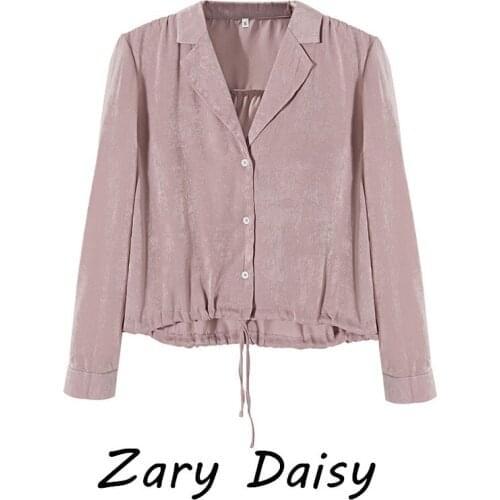 Zary Daisy Spring/Summer 2021 New Simple Ice Cream Color Small Fresh Ice Silk Sunscreen Cardigan Tie Up Shirt