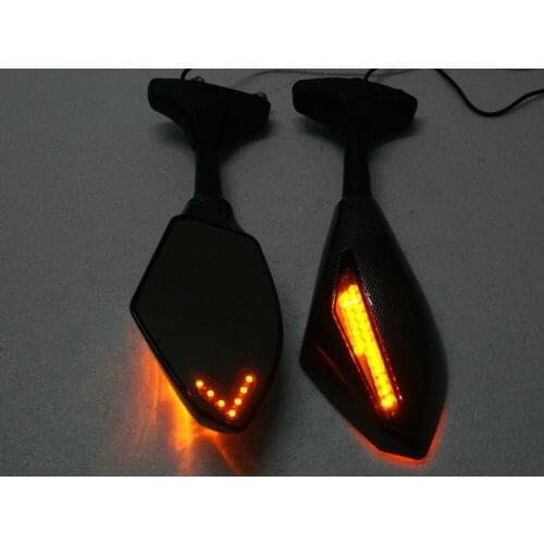 UNDEFINED Carbon Motorcycle LED Turn Signals Rearview Mirrors For Honda Suzuki Kawasaki Yamaha YZF Racer CBR GSXR Ninja