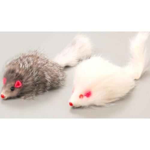 1Pcs 18cm Cat Pet Toys Real Fur Cat Long-haired Tail Feathers Mice Mouse Rabbit Cat and Dog Toy