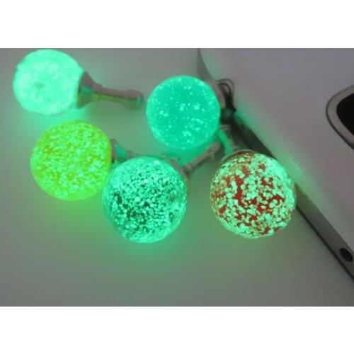 1PC Colurful Round Rhinestone Luminous Dust Plug Mobile Phone 3.5mm Earphone Jack Anti Dust Plug Universal Headphone Dust Cap