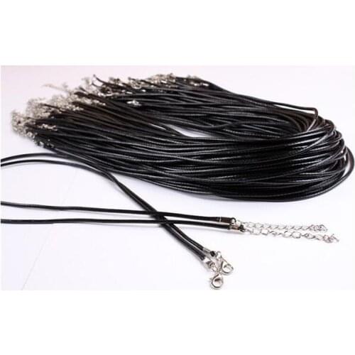 100pcs Black 1.5mm Real Leather Necklace Cord For DIY Craft Jewelry 18'' RD108