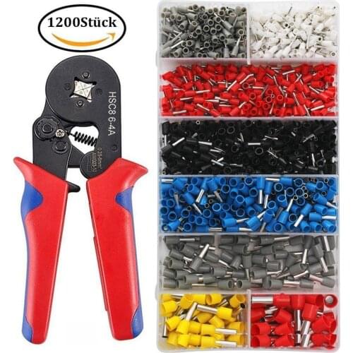 1640pcs /1200pcs Wire Cable Tube Terminals Crimping Terminals Sets+Crimping PlierAWG24-10 Crimping Pliers Multi Hand Tools