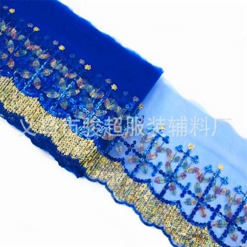 15cm width gold sequins Lace ribbons Trimming Tassel Fringe dance skirts dress doll garments Accessories GH127
