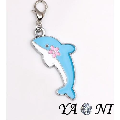 20pcs/lot Free Shipping Animal Dolphin Charms Pendant With Lobster Clasp For Jwewelry Making