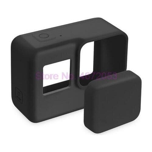 200pcs/lot For Go Pro Accessories Action Camera Case Protective Silicone Case +Lens Cap Cover For GoPro Hero 5 6 7 Hero Camera