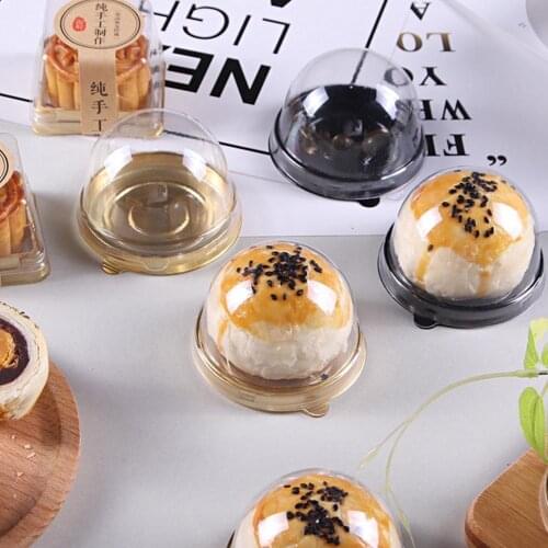 50pcs/set Disposable Mooncake Boxes Nontoxic Round Packing Egg-yolk Box Box Plastic Box Dessert Mooncake Mooncake For Cake S3O1