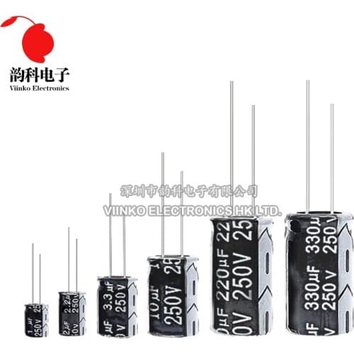 5pcs 250V Aluminum Electrolytic Capacitor 1UF 2.2UF 3.3UF 4.7UF 10UF 22UF 33UF 47UF 100UF 220UF 330UF