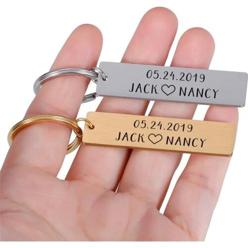 Tangula Customized Name and Date Couples Keychain Romantic Lover Stainless Steel Keyring Girlfriend Boyfriend Anniversary Gifts