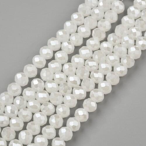 10 Strands Electroplate Glass Beads Faceted Rondelle Bead For Bracelet Necklace DIY Craft Decor Jewelry Making 4mm 6mm 8mm