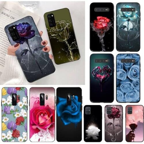 Rose flower TPU black Phone Case Cover Hull for Samsung S20 plus Ultra S6 S7 edge S8 S9 plus S10 5G lite 2020