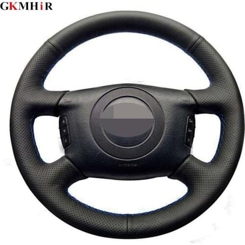 DIY Black Soft Artificial Leather Steering Wheel Cover Hand-stitched for Audi A6 (C5) A2 (8Z) Avant A8 (D2) S4 2003-2005