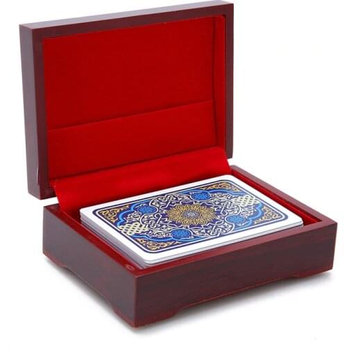 1Pc high quality wooden box playing cards container storage case packing poker bridge box Happy New Year Entertainment Gift
