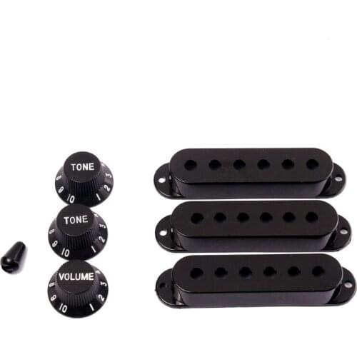 Black Guitar Parts Set Switch Tip Single Coil Pickup Cover 1 Volume 2 Tone Knobs