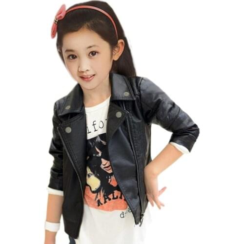 Kids Coats Childrens Clothing 2020 Fashion Spring And Autumn Baby Girls Clothes Faux Leather Outerwear Child Jackets 2 Color