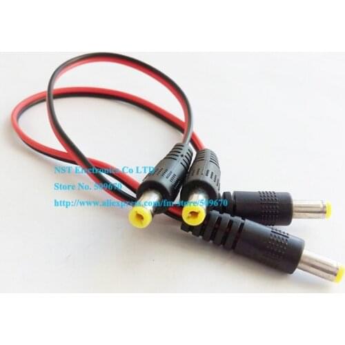 Dual DC 5.5x2.1mm Male To Male Power Plug Extension Cable For CCTV Cmaera RED+Black Color About 28CM/Free shipping/25PCS