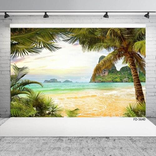 Island Coconut Tree Sea Sand Photography Backdrop Custom Background Photo Studio for Children Baby Portrait Scenery Photocall