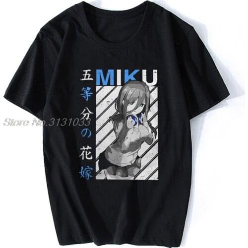 Mens The Quintessential Quintuplets Miku V1 Go Toubun No Hanayome T Shirts Nakano Toubun Manga Anime Cotton Big Size T-Shirt