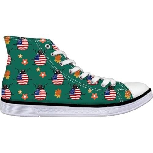 HaoYun Women Vulcanized Shoes Cute Ladybug Animal Prints Ladies Casual Shoes Lace-Up Flat Canvas Shoes Girls Breathable Sneakers