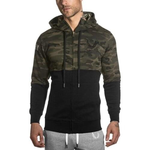 KEENEST Autumn Winter Mens Camouflage Hoodies Outdoor Fitness Running Cotton Jacket Windproof