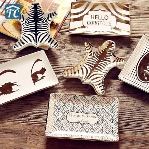 Jewelry plates Ceramic Organizer Office Desktop Trays Storage Minimalist decoration plate Nordic Dish Home Candy Holder