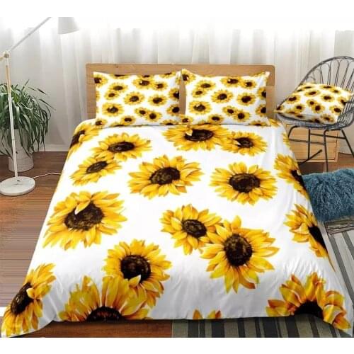 Sunflower Bedding Set Single Twin Full Queen King Size Sunflower Bed Set Flower Childrens Kid Bedroom Duvetcover Sets 008