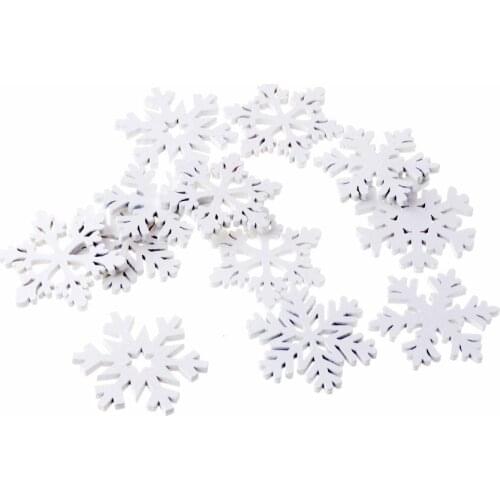 Best Quality 50Pcs White Snowflake Flatback Wood Craft Decoration Promotions Scrapbooking Embellishments Mixed Styles Pendants