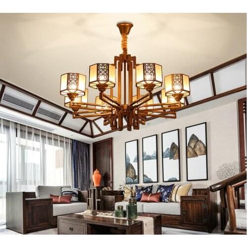 Living room chandelier villa antique lamps large restaurant duplex building classical retro lighting