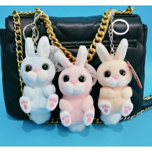 Cute Bunny Plush Toys Rabbit Small Pendant Key Chains Stuffed Animals School Bag Hanging Christmas Birthday Gifts