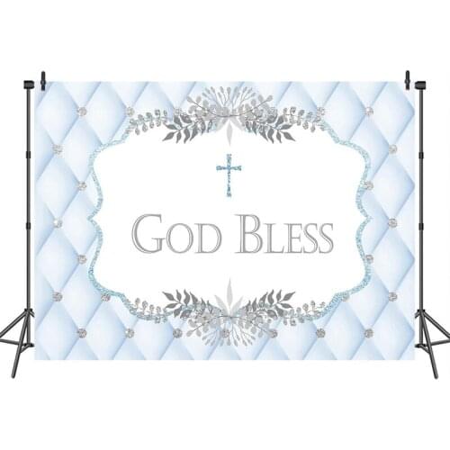 Neoback Baby Shower Backdrop for Photography God Bless Background Blue Headboard Baptism Birthday Party Banner Decoration