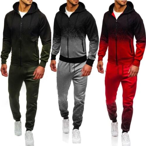 Autumn And Winter New Mens 3D Gradient Printing Zipper Hip-Hop Sports Muscle Brothers Casual Suit, Jogging Suit Fitness Suit