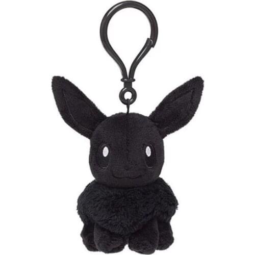 12cm 10pcs/Lot Pokemon Black Eevee Plush Toys Small Pendant Bag Key Chains Soft Stuffed Doll