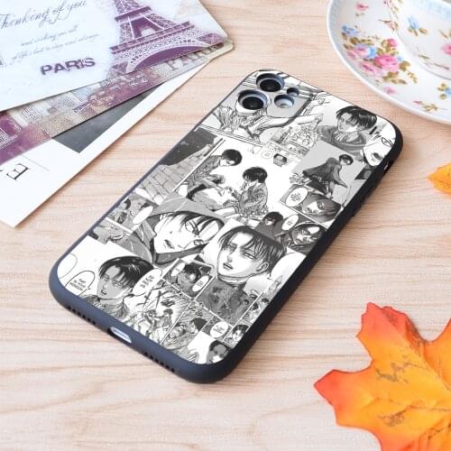 For iPhone Levi Manga Collage Print Soft Matt Apple iPhone Case