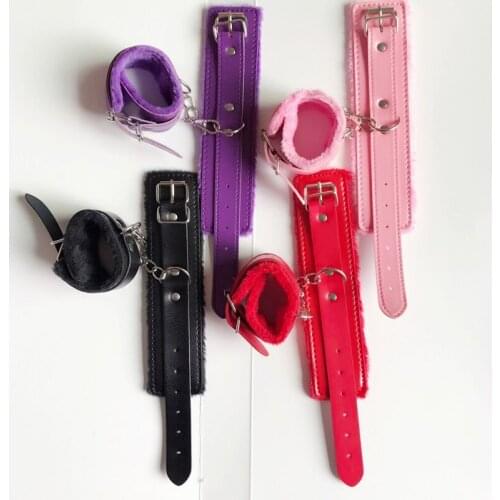 PU Leather Wrist Handcuffs Ankle Shackles Adjustable Restraint Sex Toys BDSM Bondage Restraint Collar Fetish Slave Adult Game