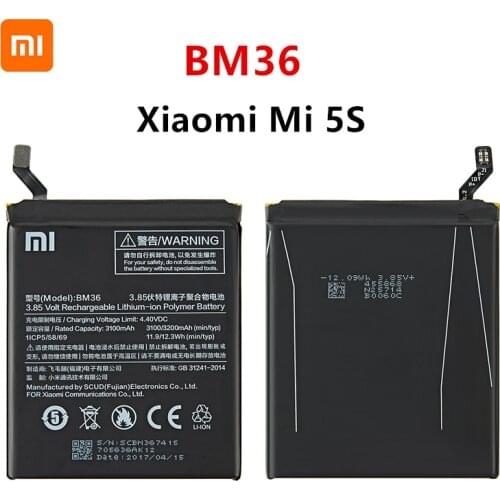 Xiao mi 100% Orginal BM36 3200mAh Battery For Xiaomi Mi 5S MI5S M5S BM36 High Quality Phone Replacement Batteries