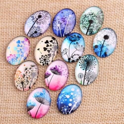Onwear oval glass cabochons 18x25mm 13x18mm diy mixed handmade dandelion photo cameo jewelry findings for pendant earrings