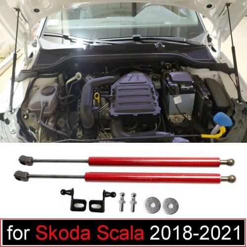 For Skoda Scala 2018-2020 Front Hood Bonnet Modify Gas Spring Struts Carbon Fiber Lift Support Shock Damper