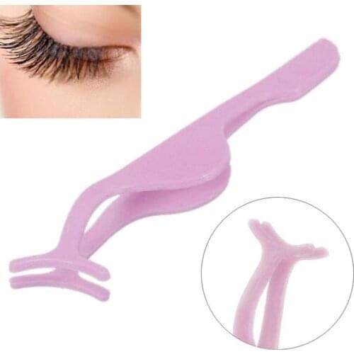Mayitr 1pc Pro False Eyelashes Extension Tweezer Plastic Pink Fake Eyelash Applicator Clip Makeup Forceps Beauty Tools