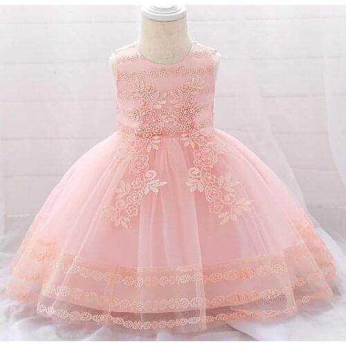 Flower girl dresses beaded flower embroidery applique pink dress flower girl dresses for weddings CHD20147