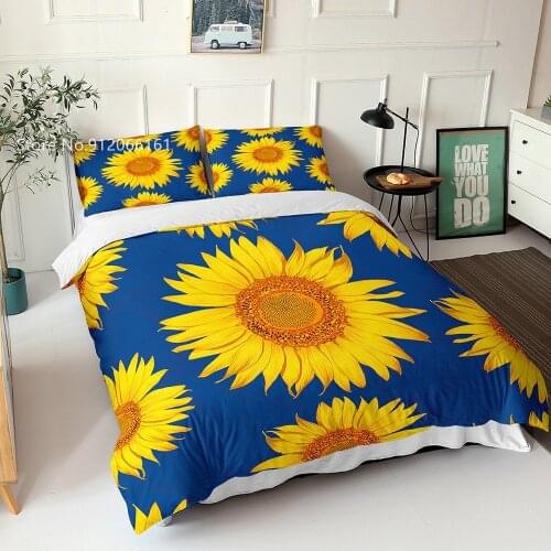 Orange Sunflower Bedding Set 3D Print Beautiful Plants Duvet Cover Landscape Bed Quilt Cover For Children Teenager Bedclothes