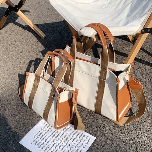 Women Casual Shopping Bags Female Canvas Cloth Shoulder Bag Environmental Retro Storage Handbag Solid Color Japan and Korea 2021