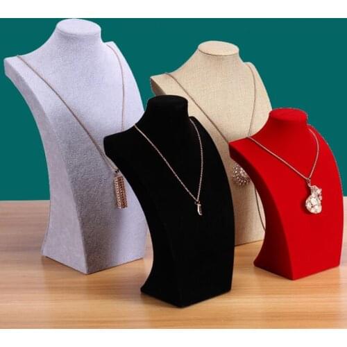 Luxury Model Bust Show Exhibitor 5 Sizes Options Gray Velvet Jewelry Display Necklace Pendants Mannequin Jewelry Stand Organizer