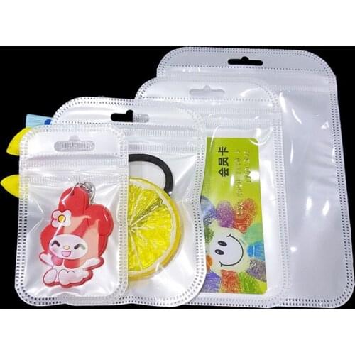 Retail 11*17cm 150Pcs/Lot 4.33"x6.69" White / Clear Self Seal Zipper Plastic Packing Bags With Hang Hole Zip Lock Package Bags