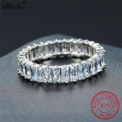 S925 Sterling Silver Rings For Women Single Austrian Crystal White Diamond Wedding Bands Square Oval Engagement Ring Jewelry Cz